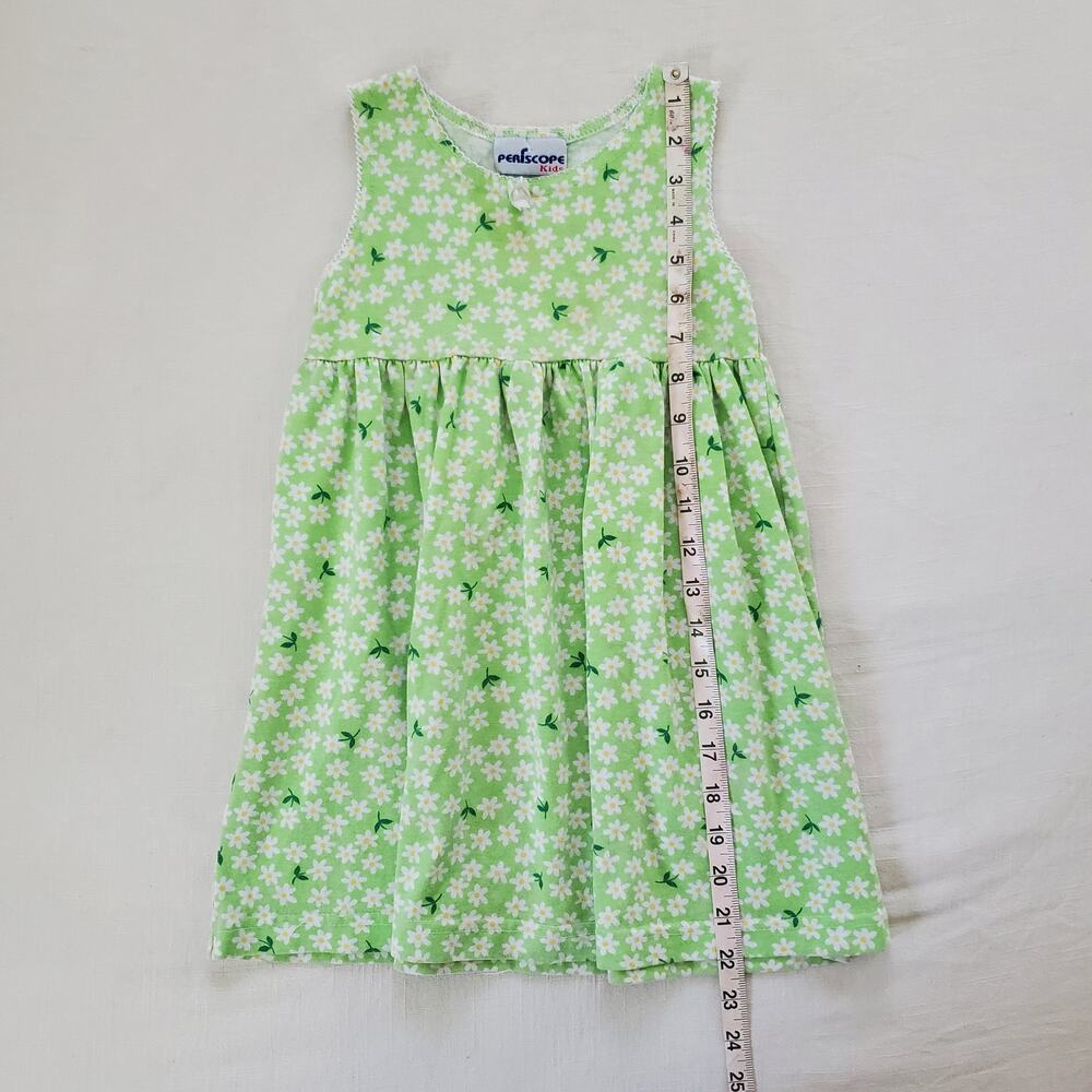 Vintage Green Daisy Sleeveless Dress 4t - Picture 4 of 7